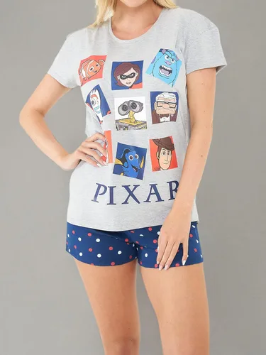 Vista 4 de Disney Pijama corto para mujer Pixar Toy Story Los Increíbles Buscando a Nemo Monsters Inc