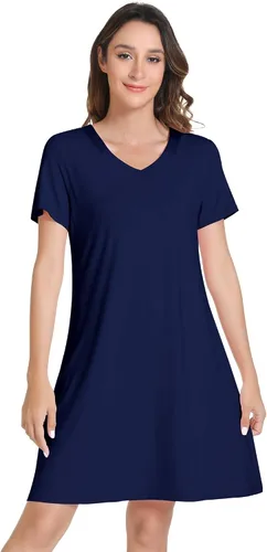 Vista 23 de NACHILA Nightgowns for Women-Viscose Made from Bamboo, Pleated Sleepwear. A-aqua Green