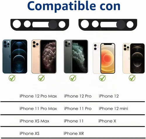 Vista 2 de Protector básico para cámara, cubierta de lente compatible con iPhone X/XS/XR/XS Max/11/11 Pro/11 Pro Max/12/12 Mini /12Pro /12Pro Max, protector