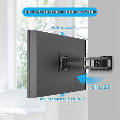 Vista 2 de FORGING MOUNT Soporte de pared para TV de esquina con brazo largo de 25.6 pulgadas, soporte de pared para TV de movimiento completo con giro e