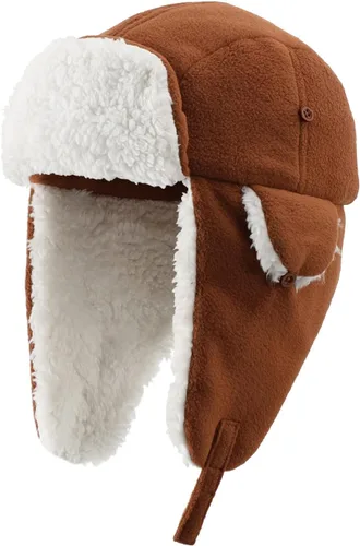 Vista 2 de Home Prefer Sombrero de invierno para niños pequeños con orejeras largas, sombrero de trampero de forro polar cálido