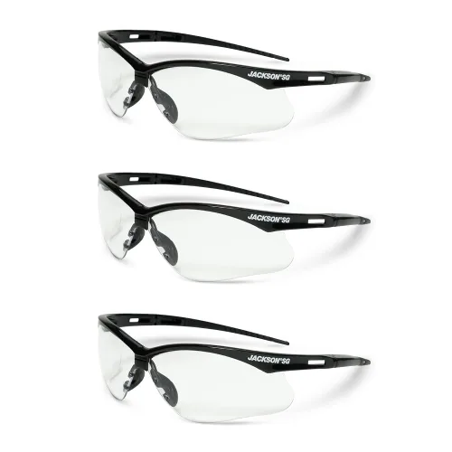 Vista 7 de Jackson Safety SG - Lentes de seguridad para hombres y mujeres, lentes antiarañazos con marco negro, ANSI Z87.1, paquete de 3 (varios estilos)
