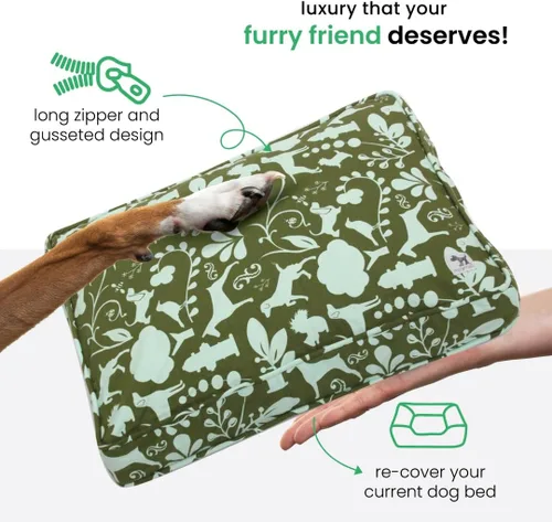 Vista 5 de Molly Mutt Funda para colchón de cuna verde claro, 100% algodón, 27"x52"x5" No tóxico, funda de algodón para cama de perro o gato, con cremallera