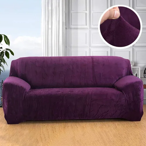 Vista 14 de Funda de terciopelo ultra suave para sofá de colores lisos, elastano elástico para sofá biplaza protección de muebles, fundas antideslizantes a