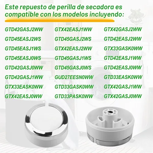 Vista 5 de WE01X24552 Perilla de control del temporizador de secadora para reemplazo de perilla de secadora Ge AP6026722, 4396547, PS11736611 (blanco)