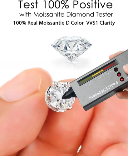 Vista 2 de 4.5CT Genuine Moissanite Solitaire Crown Stud Earrings for WomenD Color VVS1 Round Cut Simulated Diamond Flat Back Hidden Halo Earrings S925