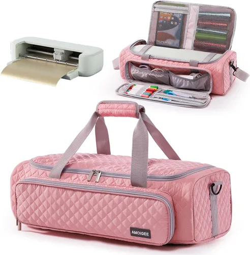 Vista 9 de Amoigee Cubierta contra el polvo para Cricut Explore 3, Explore Air 2, Maker, Maker 3, Funda para fabricante con bolsillos para accesorios