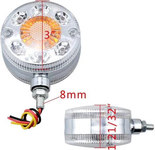 Vista 9 de Astra Depot 2 piezas de luz de cara doble de 3" redondas, 24 LED, color rojo, ámbar y blanco, para remolque de camión semi, tractor, vehículo largo