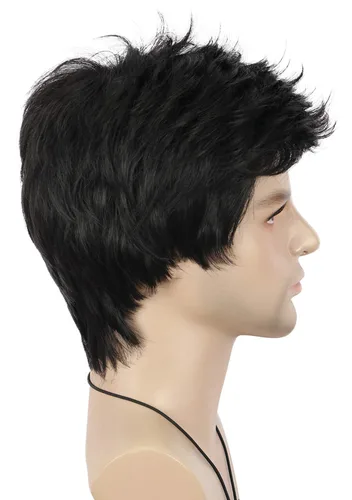 Vista 5 de VGbeaty Peluca negra recta corta para hombre negro (Straight Black)