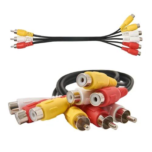 Vista 2 de Cable divisor RCA, 3 RCA macho macho a 6 RCA hembra Divisor de enchufe Audio Video Av Cable adaptador de video compuesto adaptador adaptador