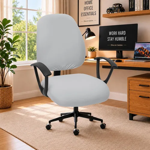 Vista 86 de Fundas elásticas resistentes al agua para sillas de computadora - Protectores lavables para respaldo giratorio y asiento para mascotas - Negro
