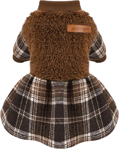 Vista 10 de Suéter pequeño para perro, ropa para perro, vestidos para cachorros para perros pequeños, vestido a cuadros de princesa, ropa para festivales