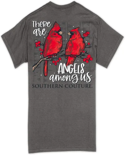 Vista 2 de Southern Couture Angels Among Us Camiseta de algodón gris carbón, talla XXL, Gris Carbón