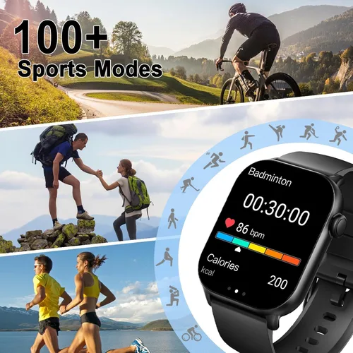 Vista 4 de Reloj inteligente (responder/hacer llamada), 1.96" HD para hombres y mujeres, nuevo reloj de fitness 2025 con más de 100 modos deportivos, monitor