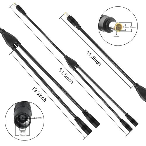 Vista 5 de Adaptador solar de 8mm divisor, cable combinador DC8mm hembra y macho Y adaptador divisor de cable para panel solar estación de energía portátil