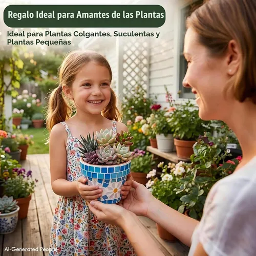 Vista 6 de Maceta pequeña de cerámica con orificio de drenaje, maceta para suculentas de 4 pulgadas Flor