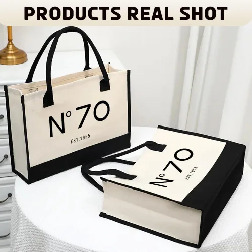 Vista 3 de 30th/40th/50th/60th/70th Birthday Gift Canvas Tote Bag for Women, Keepsake Beach Bag Party Birthday for Her