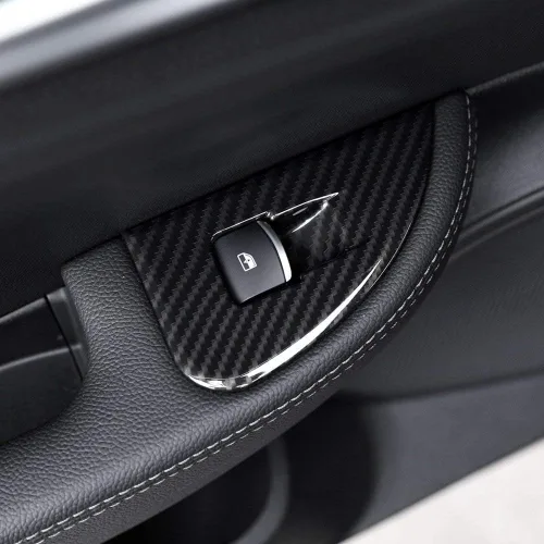 Vista 2 de YIWANG Interruptor de elevación de ventana interior de coche ABS cromado estilo fibra de carbono 4 piezas para Alfa Romeo Giulia 2016-2020