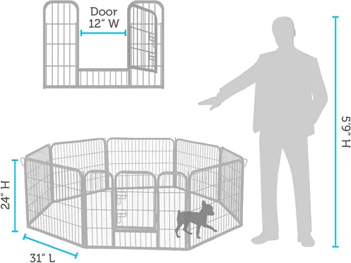 Vista 2 de Paws & Pals Perrera de alambre para perros – corral de ejercicio para perros y gatos al aire libre – Puerta de tubo con puerta
