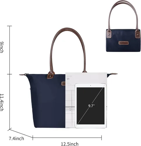 Vista 2 de NOTAG Bolsas de mano de nailon para mujer, impermeables, grandes bolsas de trabajo, bolso de hombro para compras