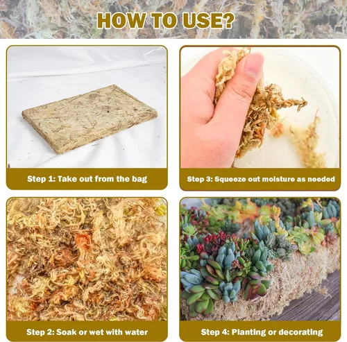 Vista 5 de Hourleey Musgo de esfagnum para plantas, maceta de musgo seco de fibra larga natural de alta calidad, musgo de turba esfagnum a granel