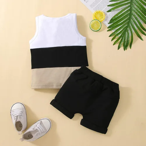 Vista 60 de Conjunto de ropa casual de manga corta con botones y pantalones cortos de lino para bebés y niños pequeños