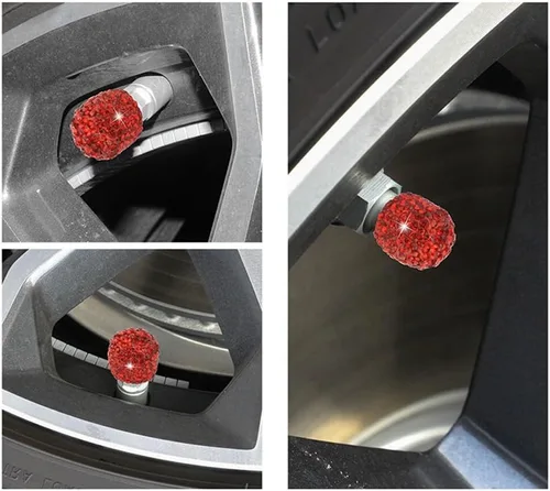 Vista 9 de 4 tapas de vástago de válvula de cristal con diamantes de imitación, accesorios exteriores de automóvil, cubiertas herméticas para vástagos