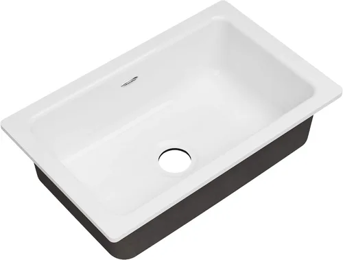 Vista 8 de American Standard 77SB16180.308 Delancey - Fregadero de cocina de hierro fundido (18 x 16 pulgadas), color blanco brillante