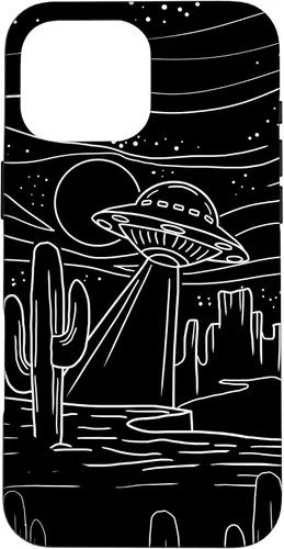 Vista 19 de iPhone 16 UFO Desert Retro Alien Spaceship Area 51 ET Space Lover Gift Case