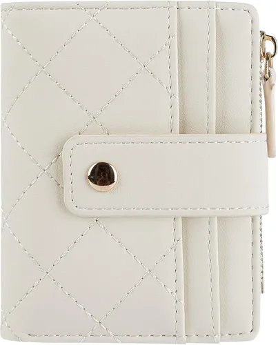 Vista 34 de Cartera de cuero para mujer, pequeña, compacta, plegable, con bolsillo para monedas con cremallera