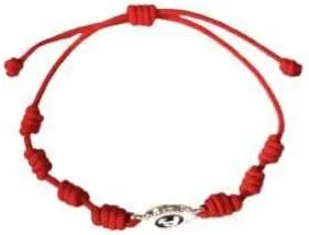 Vista 2 de So Thai - Pulsera hecha a mano con amuleto Namo para protección y buena suerte color rojo M