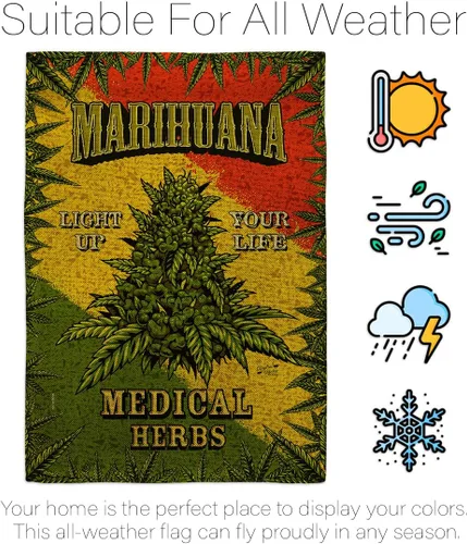 Vista 6 de Paquete de banderas de arpillera de marihuana para casa, diseño novedoso y moderno de apoyo a nuestras tropas, pancarta pequeña para jardín, patio