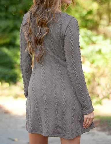 Vista 2 de Mansy - Vestido de punto para mujer con cuello redondo y estilo suéter