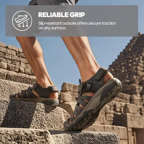 Vista 3 de NORTIV 8 Sandalias para hombre, sandalias deportivas con punta cerrada, zapatos de verano para hombre, sandalias ligeras para caminar