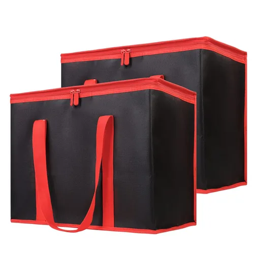 Vista 13 de Bodaon Bolsa de entrega de pizza aislada, 20" x 20" x 8" bolsas calentadoras de pizza para mantener caliente, bolsa aislada para entrega de Negro