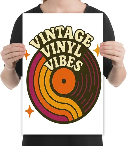 Vista 2 de Funky Retro Music Art - Audiophiles - 13x19 Poster Print - Bright 70s Vibes