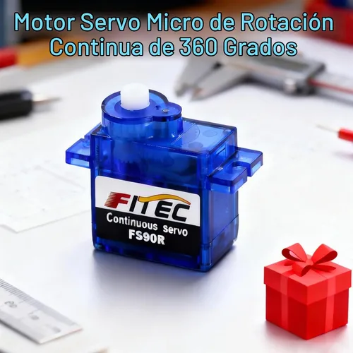 Vista 7 de FEETECH FS90R 360 grados rotación continua micro servo motor 0.32 oz para RC helicóptero avión coche barco robot controles 4.8V-6V