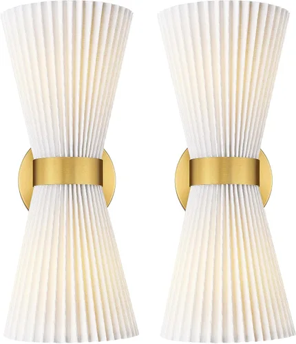 Vista 11 de HWH - Lámpara de pared para interiores, moderno aplique de pared con pantalla de vidrio a rayas blancas esmeriladas, aplique de pared individual
