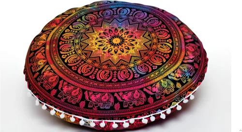 Vista 12 de Funda de almohada redonda con diseño de mandala para el suelo, funda de cojín para asiento, hippie, decorativa, bohemio, otomano, funda de puf Flor
