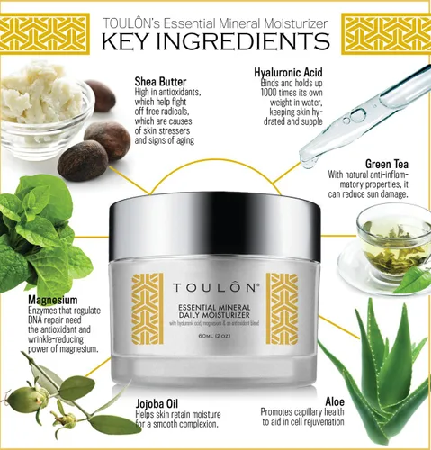 Vista 3 de TOULON Crema facial de ácido hialurónico para mujeres, hidratante facial, sin gluten, crema de día para mujeres con minerales esenciales como