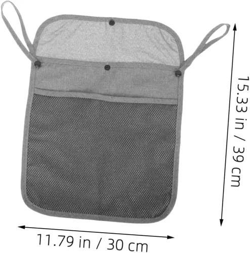 Vista 4 de BESPORTBLE 2pcs Stroller Hanging Storage Bags Linen Mesh Organizer with Heavy Duty Handles for Side Stroller Pouch Portable Essentials Holder for