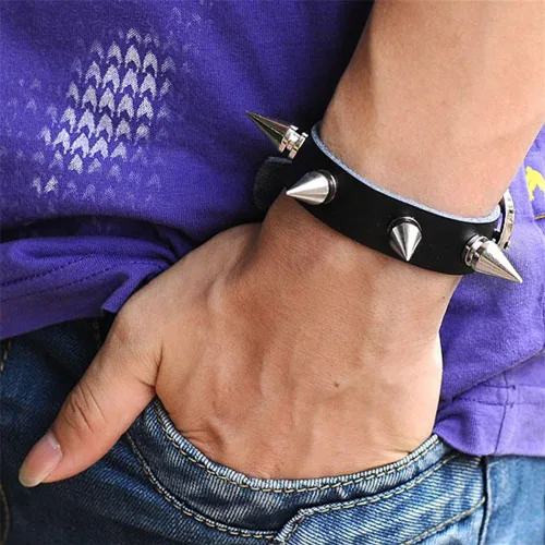 Vista 5 de Jovivi Cool Gothic genuino Emo O-Ring Spike Remaches Punk collar ajustable