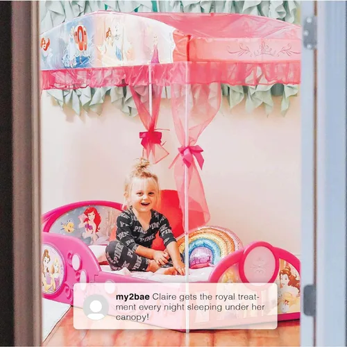 Vista 6 de Delta Children - Cama de princesas Disney de plástico para dormir y jugar para niños pequeños con dosel, rosa