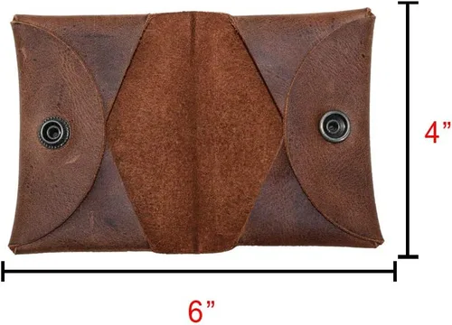 Vista 5 de Hide & Drink, Porta tarjetas de cuero, con capacidad para hasta 8 tarjetasbilletes plegadosbolsaestucheorganizador, hecho a mano Bourbon Brown