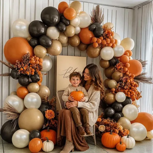 Vista 6 de Kit de arco de globos de color naranja quemado, marrón oscuro, guirnalda de globos de terracota marrón oscuro para decoración bohemia de cumpleaños