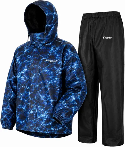 Vista 9 de FROGG TOGGS Traje de lluvia impermeable transpirable clásico de 3 capas para hombre, para todos los deportes Azul real/Negro