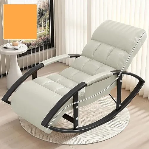 Vista 16 de Large Adjustable Reclining Rocking Chair Set with Footrest for Living Room and BalconyComfortable Outdoor Indoor Seating Solution,Amarillo-Golden