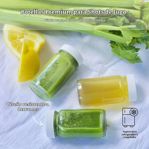 Vista 6 de Botellas de vidrio prémium con tapas, boca ancha, transparente, 2 onzas