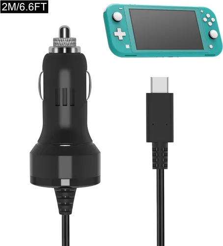 Vista 2 de Cargador de coche compatible con Switch 2OLED1, repuesto de adaptador de carga de coche de alta velocidad FYOUNG para Switch 2