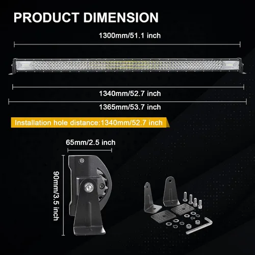 Vista 2 de SKYWORLD 52 pulgadas 675 W triple fila LED barra de luz delgada spot inundación Combo haz de trabajo conducción niebla lámpara barco iluminación
